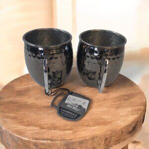Cambridge Hammered Moscow Mule Mugs - 2-Pack - Black - New With Tags